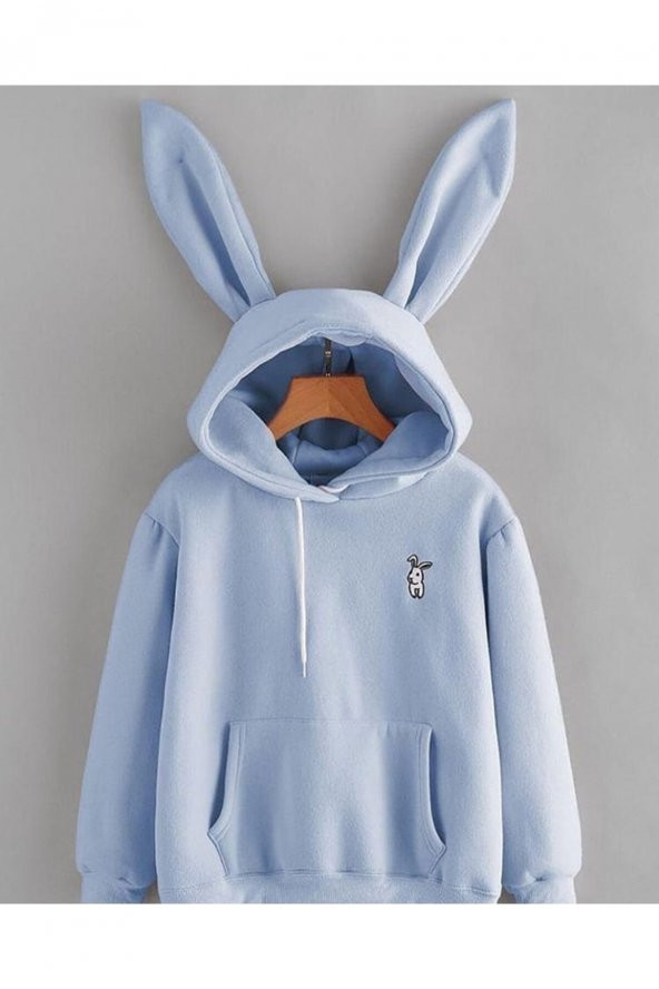 Tavşan Kulaklı Mavi Sweatshirt