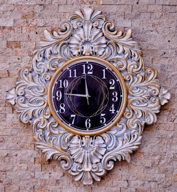 Duvar Saati Beyaz / Altın Rengi - 2