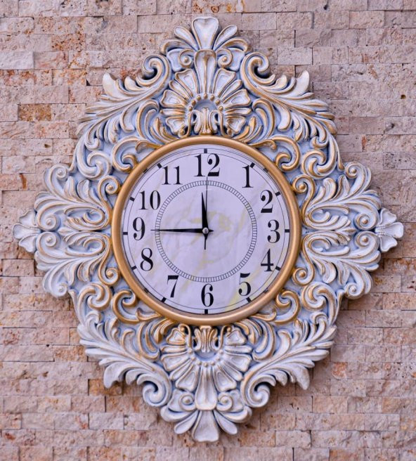 Duvar Saati Beyaz / Altın Rengi - 3