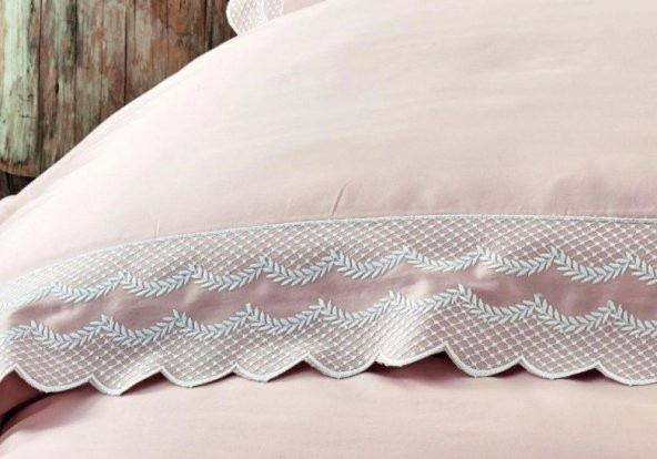 Ecocotton Organik Pamuk Çift Kişilik Nevresim Takımı Ekin-Pudra - 5