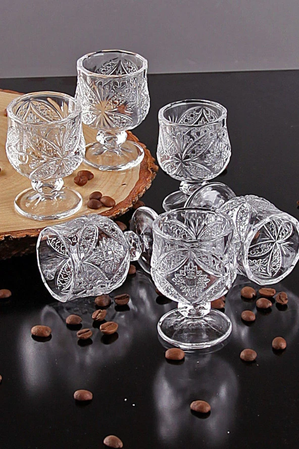 Lavin 6'lı Kahve Yanı Kristal Mini Bardak Seti Shot Bardağı Kahve Cup