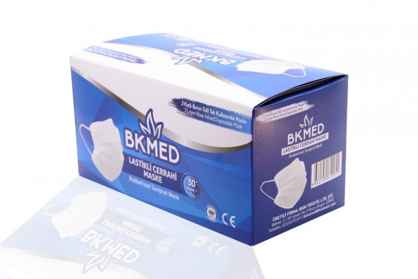 BKMED 3 Katlı Burun Telli Tam Ultrasonik Cerrahi Maske 50 Adet - 2