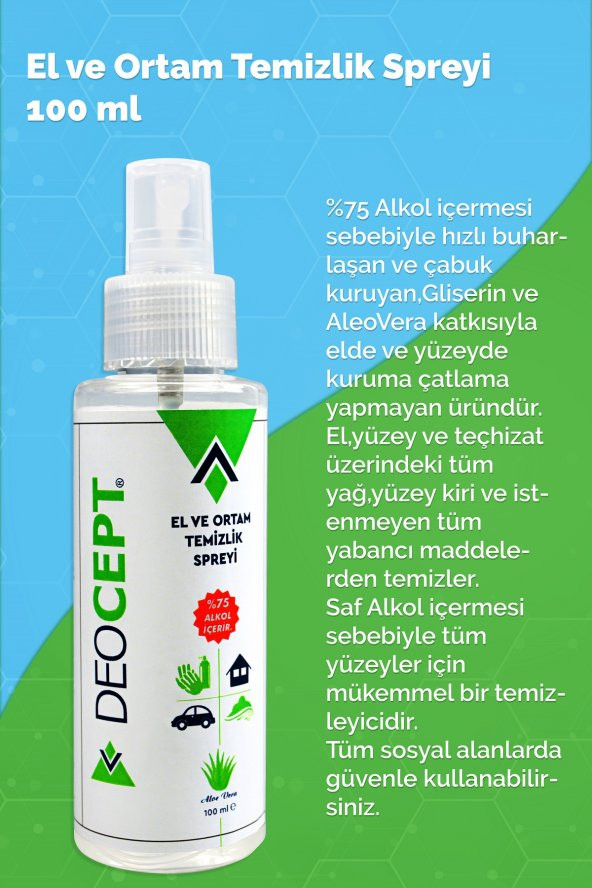 Deocept 5x100mL El ve Ortam Temizlik Spreyi - 2