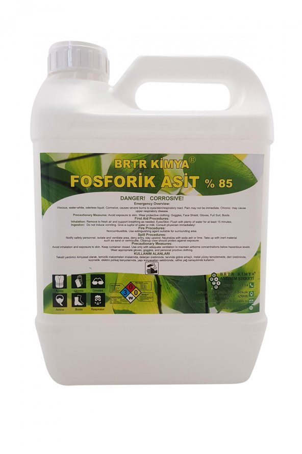 Brtr Kimya 7 kg Fosforik Asit Food Grade - Toprak Besini %85 Fosforik Asit