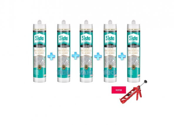 Sista Şeffaf Silikon 5 Adet 280 ml +Silikon Tabancası Hediye