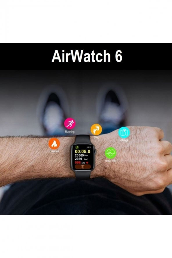 AirWatch Akıllı Saat Suya Dayanıklı Ateş Ve Nabız Ölçer Çok Fonksiyonlu Ios Ve Android Uyumlu AirWat - 5