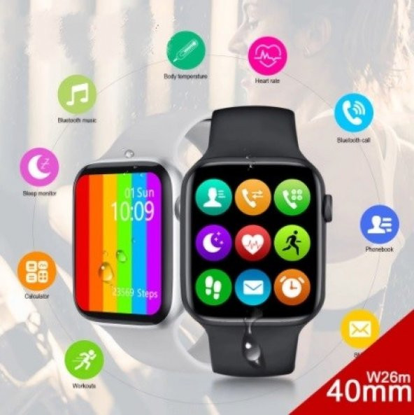 AirWatch Akıllı Saat Suya Dayanıklı Ateş Ve Nabız Ölçer Çok Fonksiyonlu Ios Ve Android Uyumlu AirWat - 9