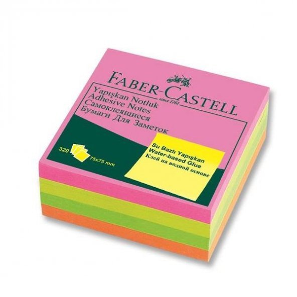 Faber Castel Post-it Yapışkanlı Not Kağıdı 75x75 mm 320 Yaprak Renkli Küp
