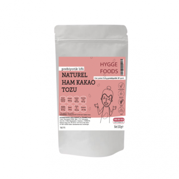 Hyggefoods Prebiyotik Lifli Naturel Ham Kakao Tozu - 100 gr