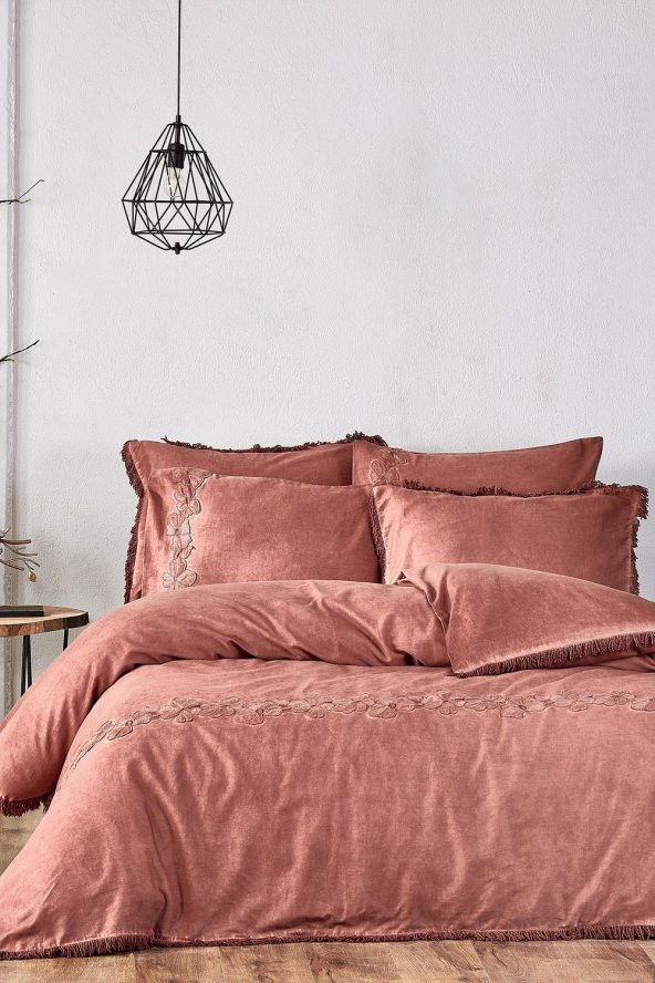 Ecocotton Organik Pamuk Çift Kişilik Nevresim Takımı - Oba Koyu Somon