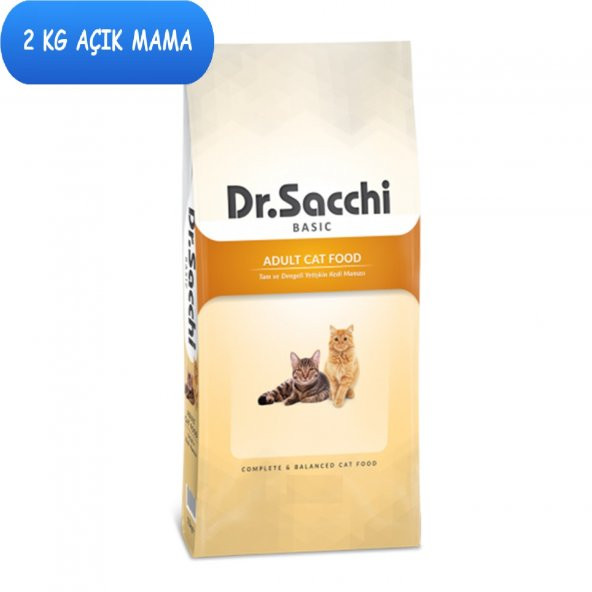 Dr.Sacchi Basic Chicken Tavuklu Yetişkin Kedi Maması 2 Kg AÇIK