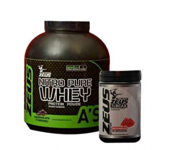 Zeus Nutrition Nitro Pure Whey Protein Tozu 2273GR -Zeus Nutrition BCAA Recovery+ 500 Gr