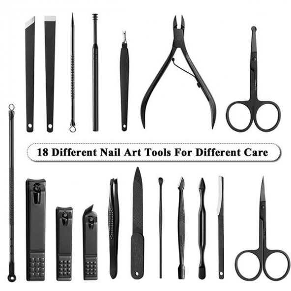 18 Parça Manikür Seti Pedikür Seti El Ayak Tırnak Makası Seti - 7