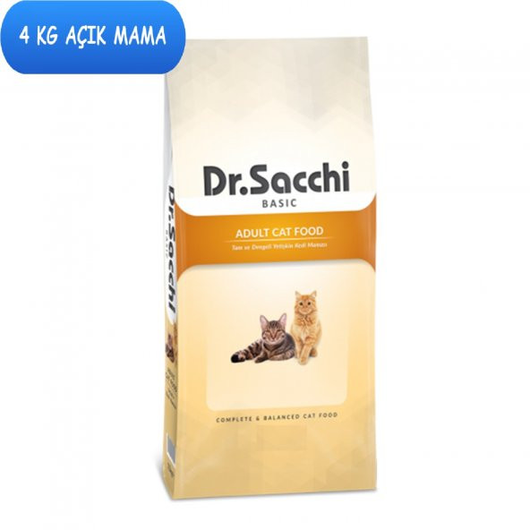 Dr.Sacchi Basic Chicken Tavuklu Yetişkin Kedi Maması 4 Kg AÇIK
