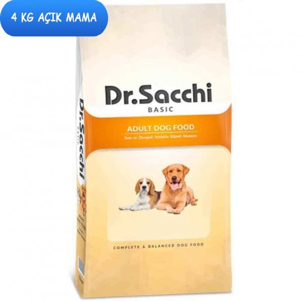 Dr.Sacchi Basic Chicken Tavuklu Yetişkin Köpek Maması 4 Kg AÇIK