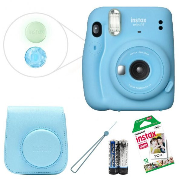 Fujifilm İnstax Mini 11 Fotoğraf Makinesi+Çanta+10'lu Set mavi