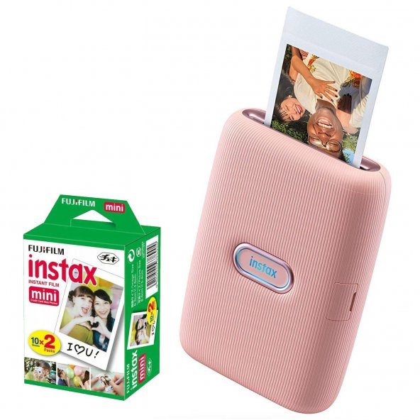 instax mini Link pembe Akıllı Telefon Yazıcısı ve 20'li mini Film