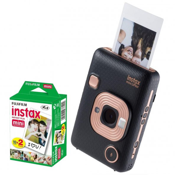 Fujifilm Instax Mini LiPlay Şipşak Fotoğraf Makinesi +20 li film (ELEGANT BLACK)