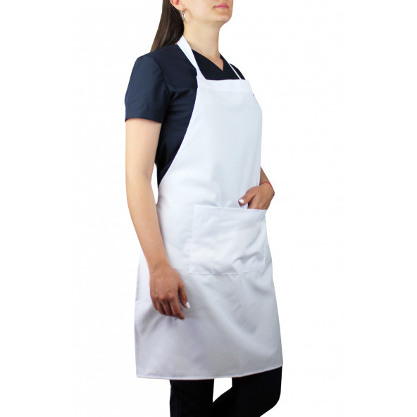 Unisex Beyaz Mutfak Ölüğü  Aşçı Şef Önlüğü İş Önlüğü Boydan Askılı - 2