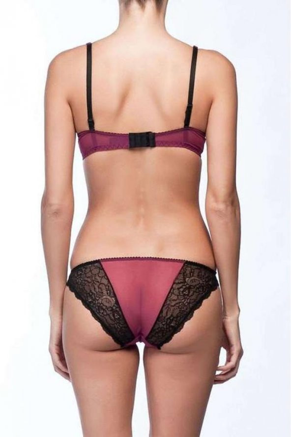 Pierre Cardin Bordo Balenli Saten Desteksiz Sütyen Takım - 3