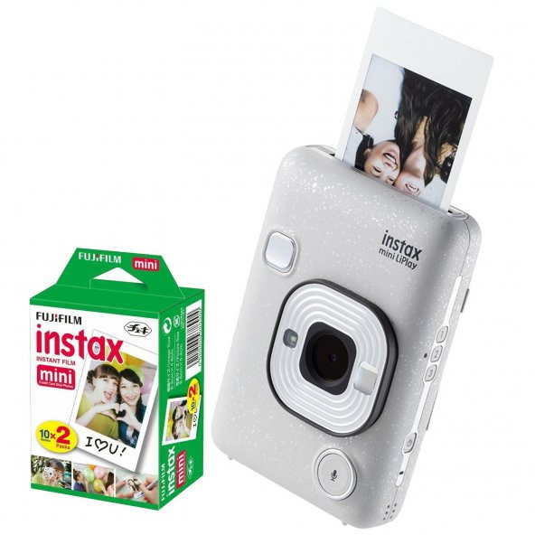 Fujifilm Instax Mini LiPlay Şipşak Fotoğraf Makinesi +20 li film (STONE WHITE)