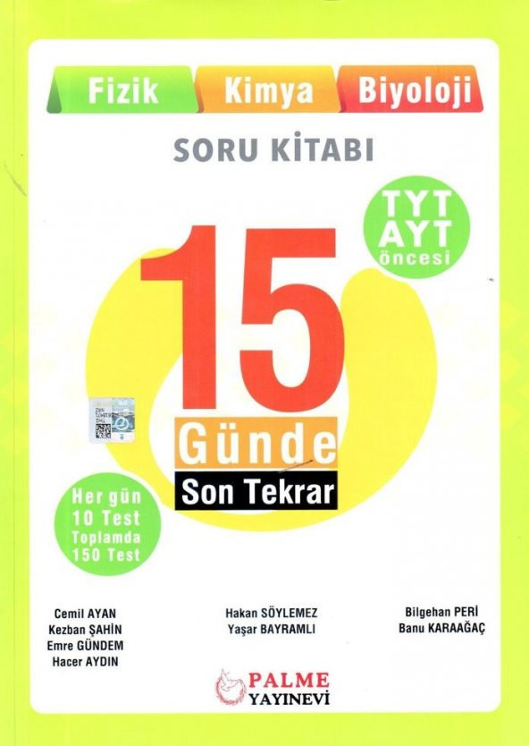 TYT AYT Öncesi 15 Günde Son Tekrar Soru Kitabı Sayısal Palme Yayıncılık