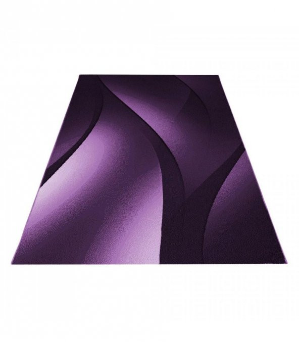 Modern desenli Halı Abstrak dalgalı desen Lila Siyah Mor - 5