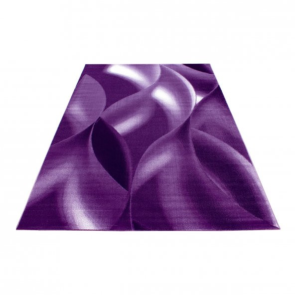 Modern desenli Halı Geometrik dalgalı tasarım Siyah Lila Beyaz - 5