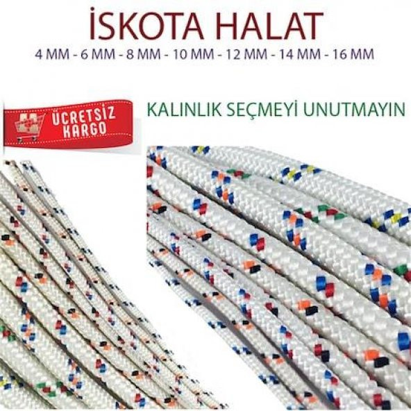 İSKOTA - İPEK - GEMİCİ - DAĞCI -TEKNE HALATI  5 MM 5 METRE - 3