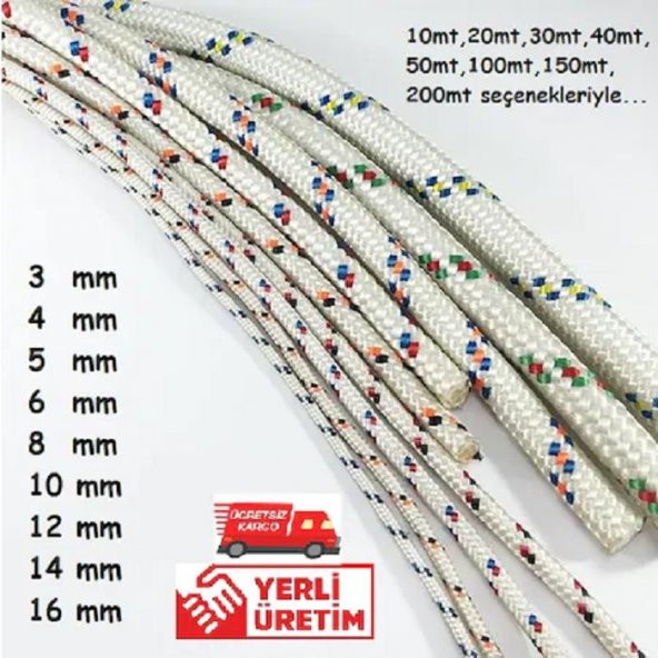 İSKOTA - İPEK - GEMİCİ - DAĞCI -TEKNE HALATI  5 MM 5 METRE - 4
