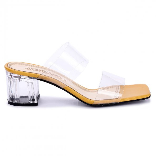 Ayakland 6470-06 Cilt Şeffaf 7 Cm Topuklu Kadın Sandalet Ayakkabı Hardal - 4