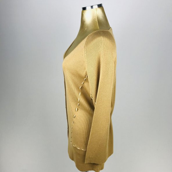 SNY Dantel Yaka Kahverengi Tiftik Keçisi Yünü Bayan Hırka - 2