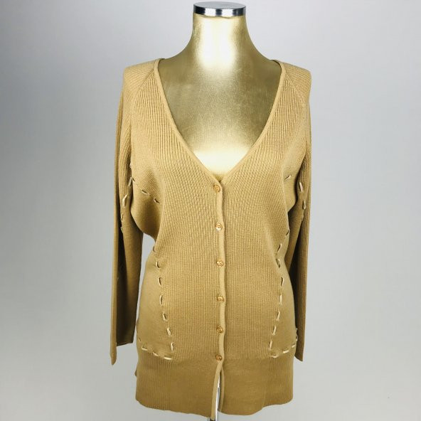 SNY Dantel Yaka Kahverengi Tiftik Keçisi Yünü Bayan Hırka - 4