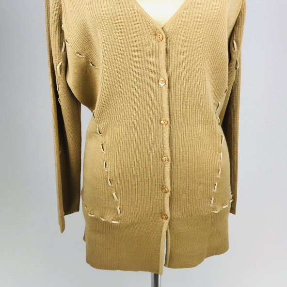 SNY Dantel Yaka Kahverengi Tiftik Keçisi Yünü Bayan Hırka - 6