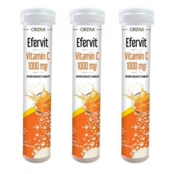 Orzax Efervit Vitamin C 1000mg 20 Efervesan Tablet 3 Adet SKT:11/2023