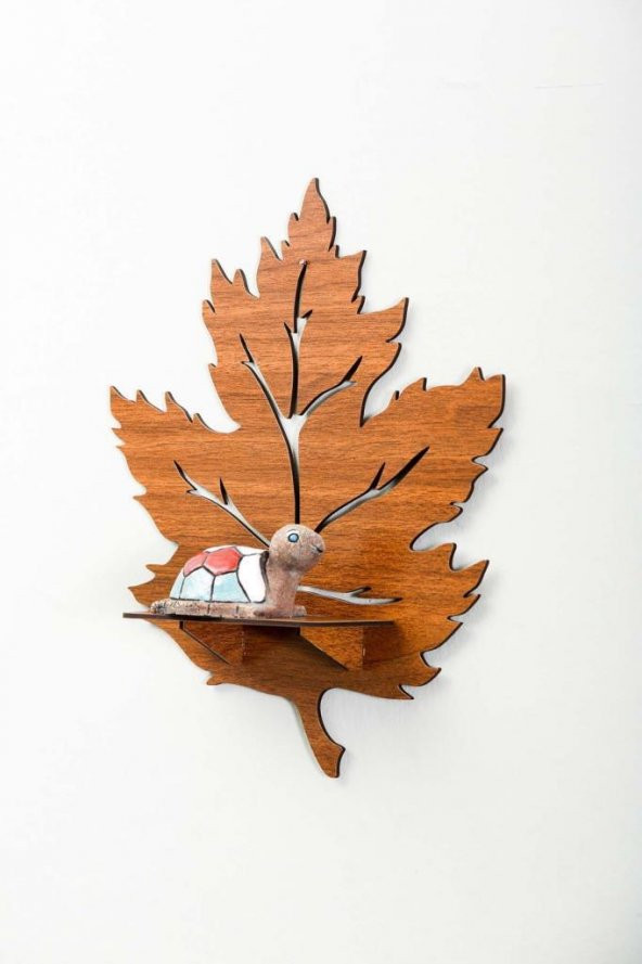 Yaprak Tasarımlı Dekoratif Ahşap Raf - 3