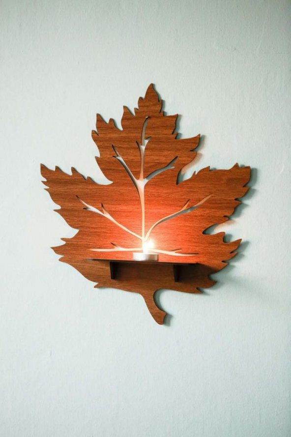 Yaprak Tasarımlı Dekoratif Ahşap Raf - 4