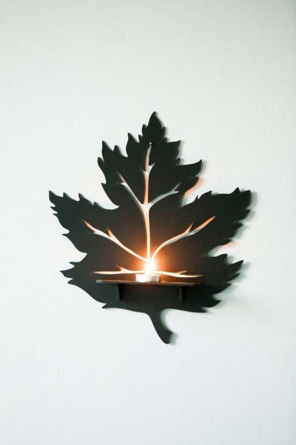 Yaprak Tasarımlı Dekoratif Ahşap Raf - 9