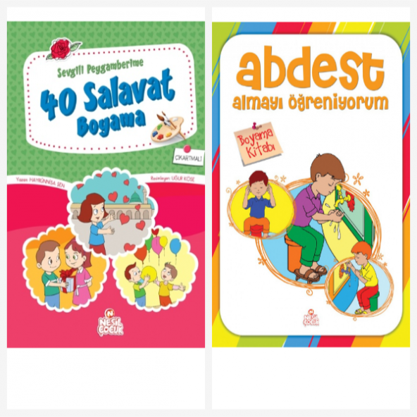 Nesil Çocuk Yayınları 40 Salavat Boyama Kitabı & Abdest Almayı Öğreniyorum Ücretsiz