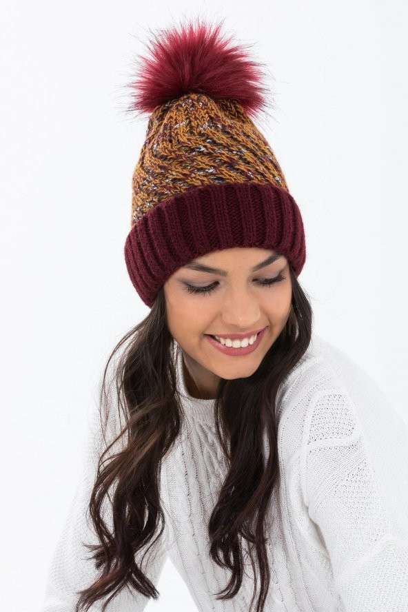 Forum Fashion BR016 Sochi Ponponlu Renkli Kadın Bere - 11