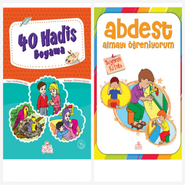 Nesil Çocuk Yayınları 40 Hadis Boyama Kitabı & Abdest Almayı Öğreniyorum Ücretsiz
