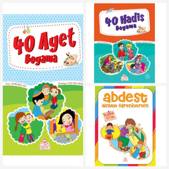 Nesil Çocuk Yayınları 40 Ayet Boyama Kitabı & 40 Hadis Boyama Kitabı & Abdest Almayı Öğreniyorum Ücretsiz