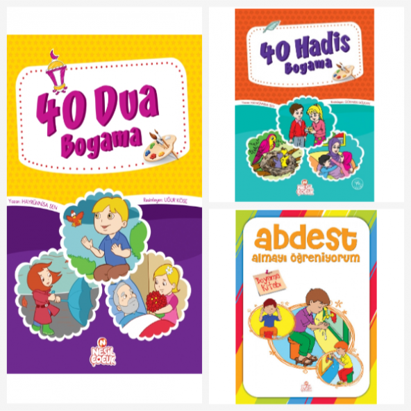 Nesil Çocuk Yayınları 40 Dua Boyama Kitabı & 40 Hadis Boyama Kitabı & Abdest Almayı Öğreniyorum Ücretsiz