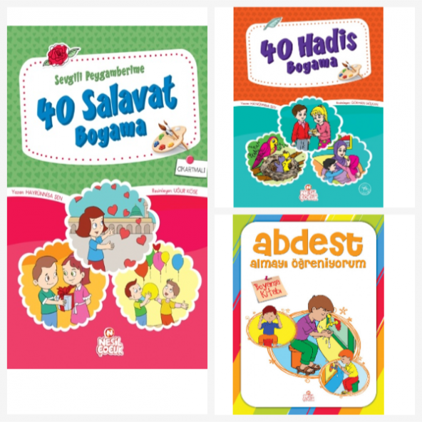 Nesil Çocuk Yayınları 40 Salavat Boyama Kitabı & 40 Hadis Boyama Kitabı & Abdest Almayı Öğreniyorum Ücretsiz