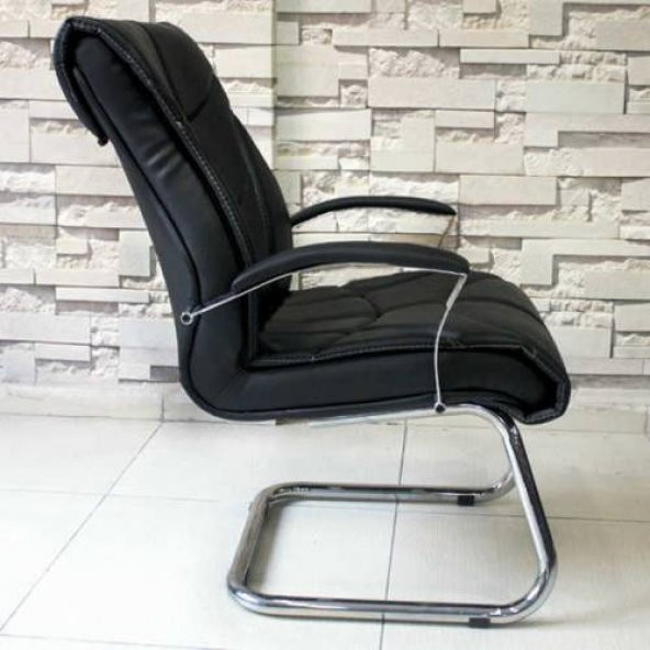 Arn Krom Deri Misafir Koltuğu Bekleme Koltuğu Ofis Koltuğu Büro Koltuğu Tekli Koltuk - 3