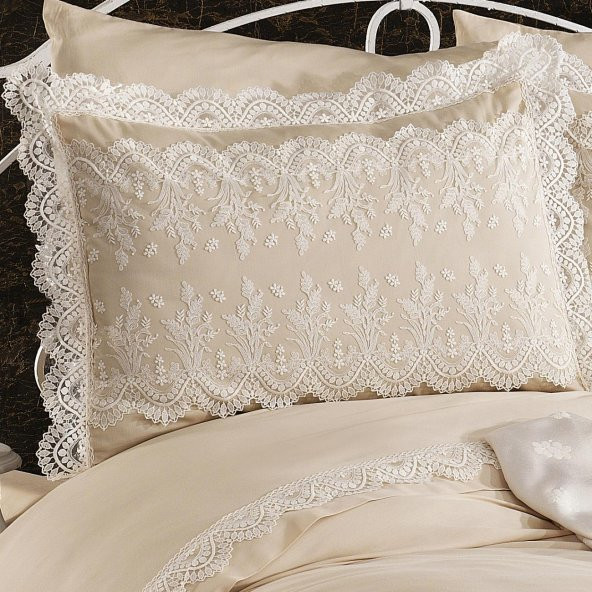 Clara Pamuksaten Dantelli Nevresim Takımı + Pike 7 Parça Set - 2