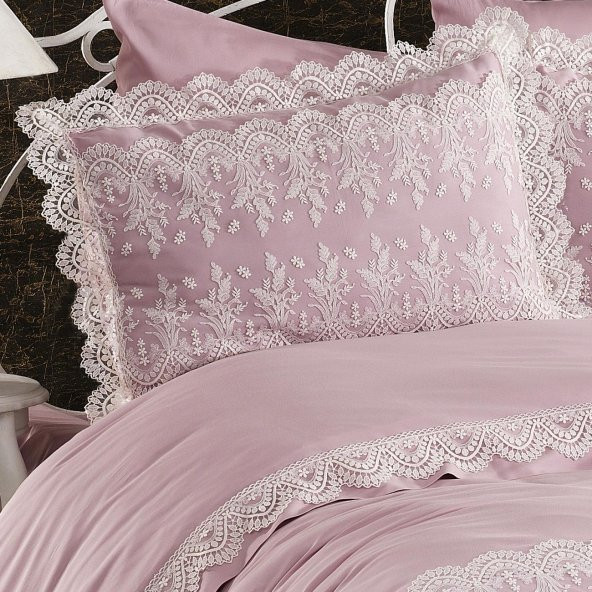 Clara Pamuksaten Dantelli Nevresim Takımı + Pike 7 Parça Set - 10
