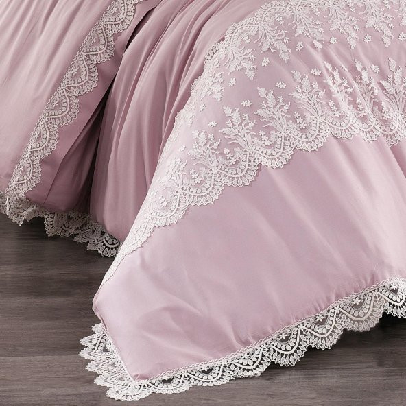 Clara Pamuksaten Dantelli Nevresim Takımı + Pike 7 Parça Set - 11