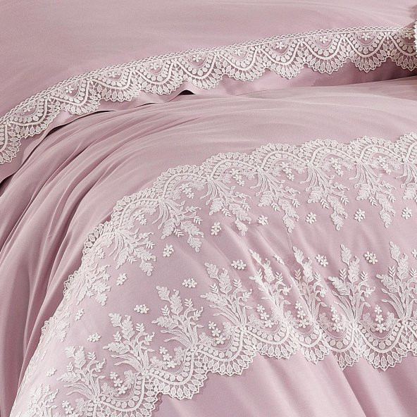 Clara Pamuksaten Dantelli Nevresim Takımı + Pike 7 Parça Set - 12