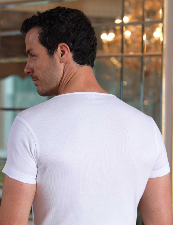 Trair Kısa Kollu Bisiklet Yaka Kaşkorse Atlet Beyaz ME088 - 2